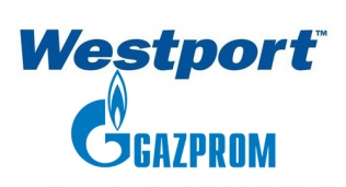 Logotypy firm Westport i Gazprom
