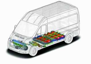 Rozmieszczenie poszczególnych elementów gazowego układu zasilania Fiata Ducato Natural Power