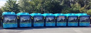 Autobusy MAN EcoCity w barwach firmy Arriva