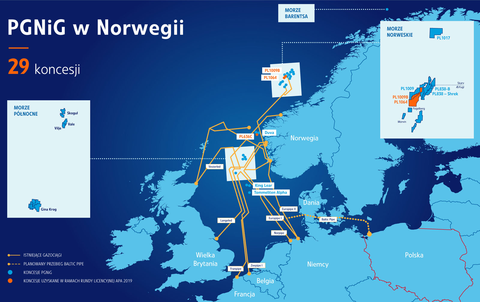Trzy nowe koncesje dla PGNiG w Norwegii